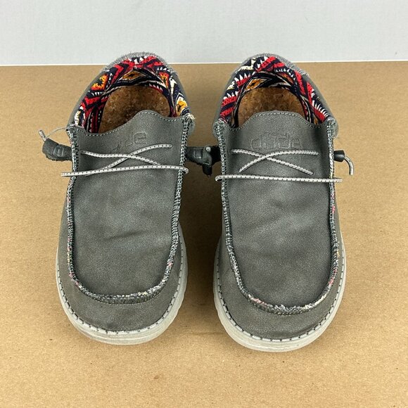 Hey Dude Wally Recycled Leather Quarry Casual Shoes Womens 9 Mens 7 Gray Slip On - Picture 2 of 10